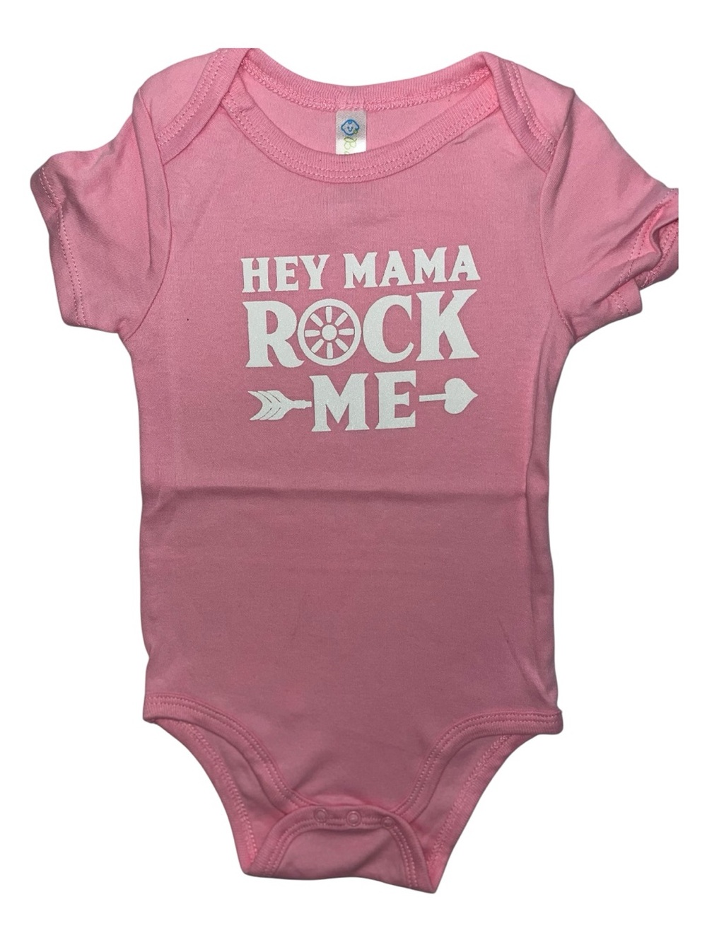 Hey Mama Rock Me Pink Baby Bodysuit 12 Months
